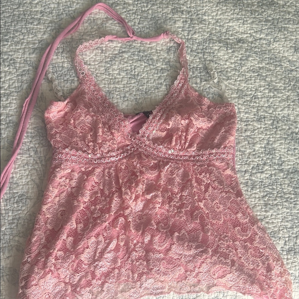 Mandee Blush Lace Halter Camisole